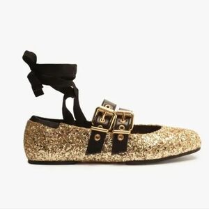 🖤🔹️SCHUTZ 🔹️Gold Raika Glam Flats